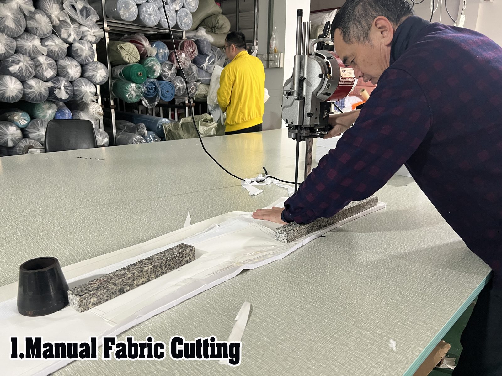 Step 1: Fabric Inspection & Cutting at RUIJUN factory